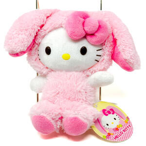 Hello Kitty Puppy Dog Plush Wearing Slippers 2015 Pink Sanrio Cat not Bunny NWT